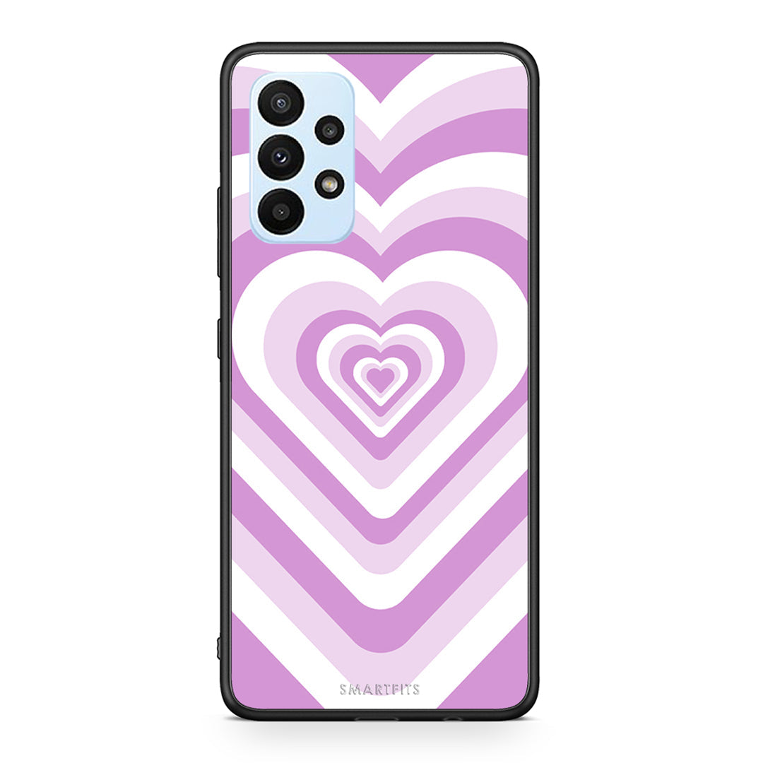Samsung A23 Lilac Hearts θήκη από τη Smartfits με σχέδιο στο πίσω μέρος και μαύρο περίβλημα | Smartphone case with colorful back and black bezels by Smartfits