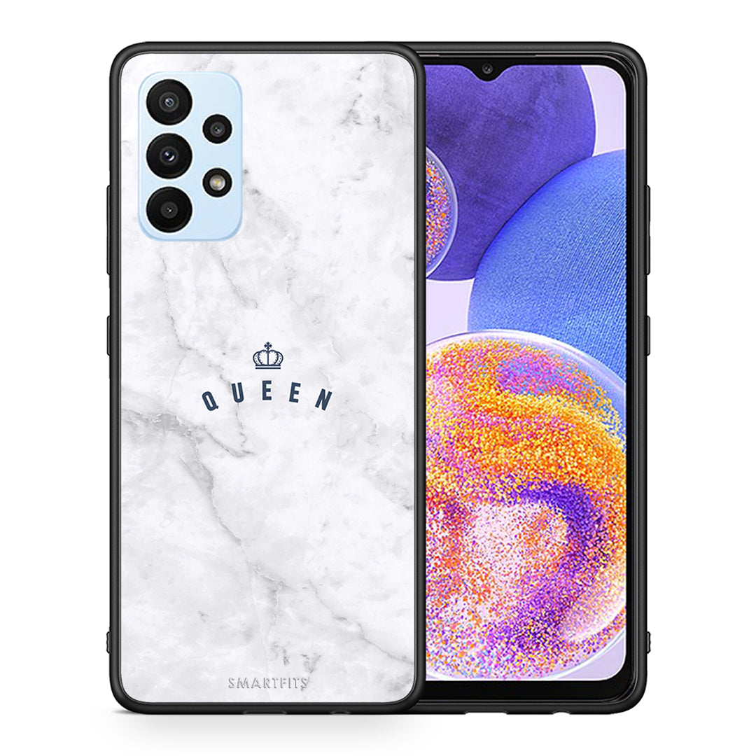 Θήκη Samsung A23 Queen Marble από τη Smartfits με σχέδιο στο πίσω μέρος και μαύρο περίβλημα | Samsung A23 Queen Marble case with colorful back and black bezels