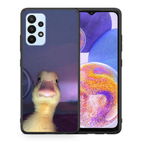 Thumbnail for Θήκη Samsung A23 Meme Duck από τη Smartfits με σχέδιο στο πίσω μέρος και μαύρο περίβλημα | Samsung A23 Meme Duck case with colorful back and black bezels