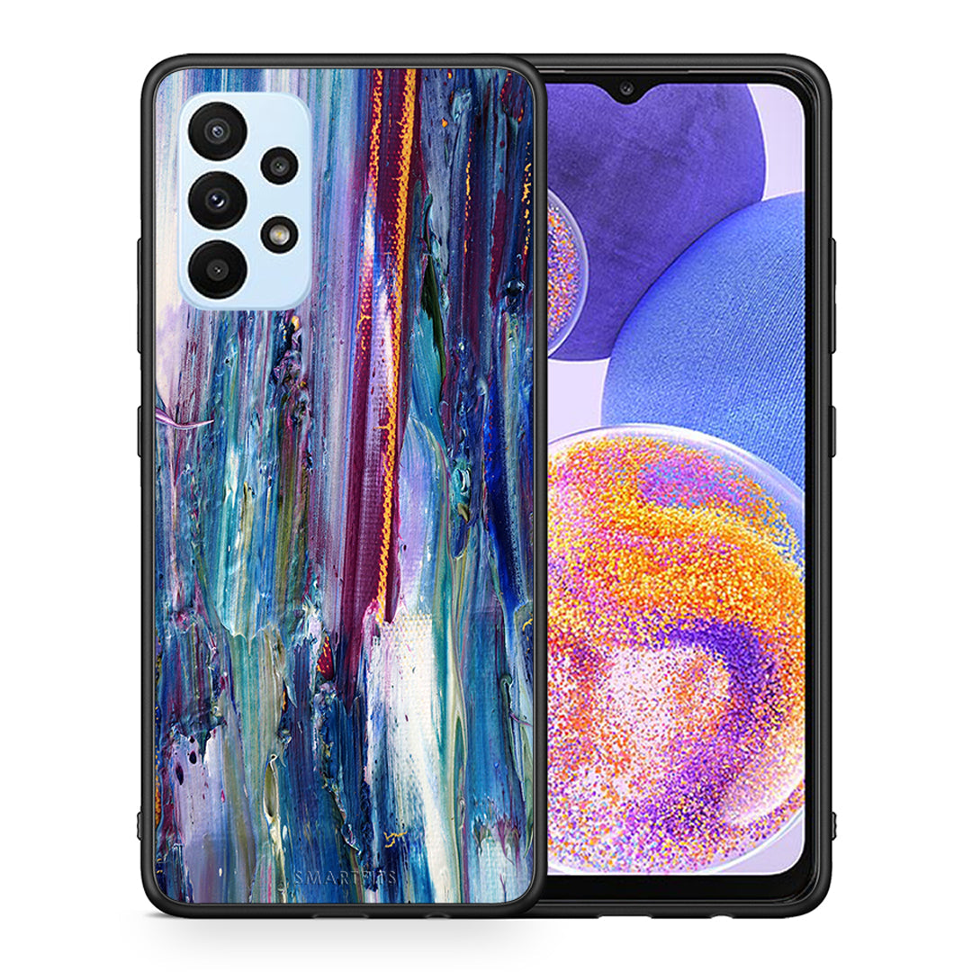 Θήκη Samsung A23 Winter Paint από τη Smartfits με σχέδιο στο πίσω μέρος και μαύρο περίβλημα | Samsung A23 Winter Paint case with colorful back and black bezels