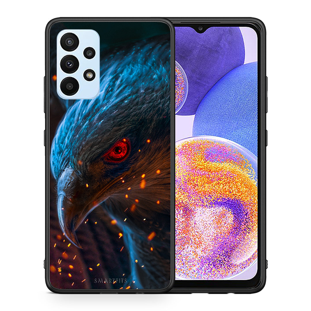 Θήκη Samsung A23 Eagle PopArt από τη Smartfits με σχέδιο στο πίσω μέρος και μαύρο περίβλημα | Samsung A23 Eagle PopArt case with colorful back and black bezels