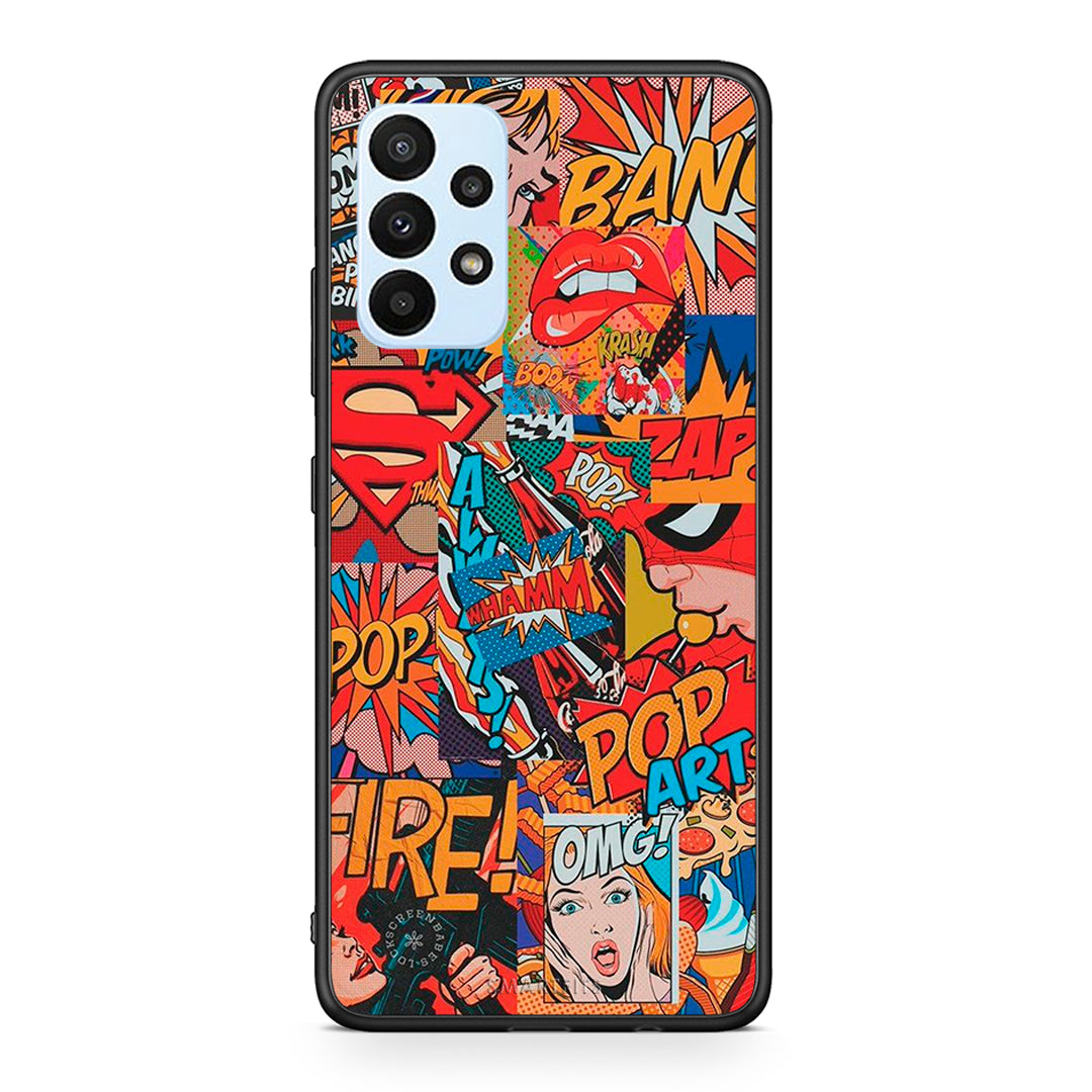 Samsung A23 PopArt OMG θήκη από τη Smartfits με σχέδιο στο πίσω μέρος και μαύρο περίβλημα | Smartphone case with colorful back and black bezels by Smartfits