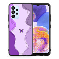 Thumbnail for Θήκη Αγίου Βαλεντίνου Samsung A23 Purple Mariposa από τη Smartfits με σχέδιο στο πίσω μέρος και μαύρο περίβλημα | Samsung A23 Purple Mariposa case with colorful back and black bezels