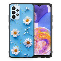 Thumbnail for Θήκη Samsung A23 Real Daisies από τη Smartfits με σχέδιο στο πίσω μέρος και μαύρο περίβλημα | Samsung A23 Real Daisies case with colorful back and black bezels