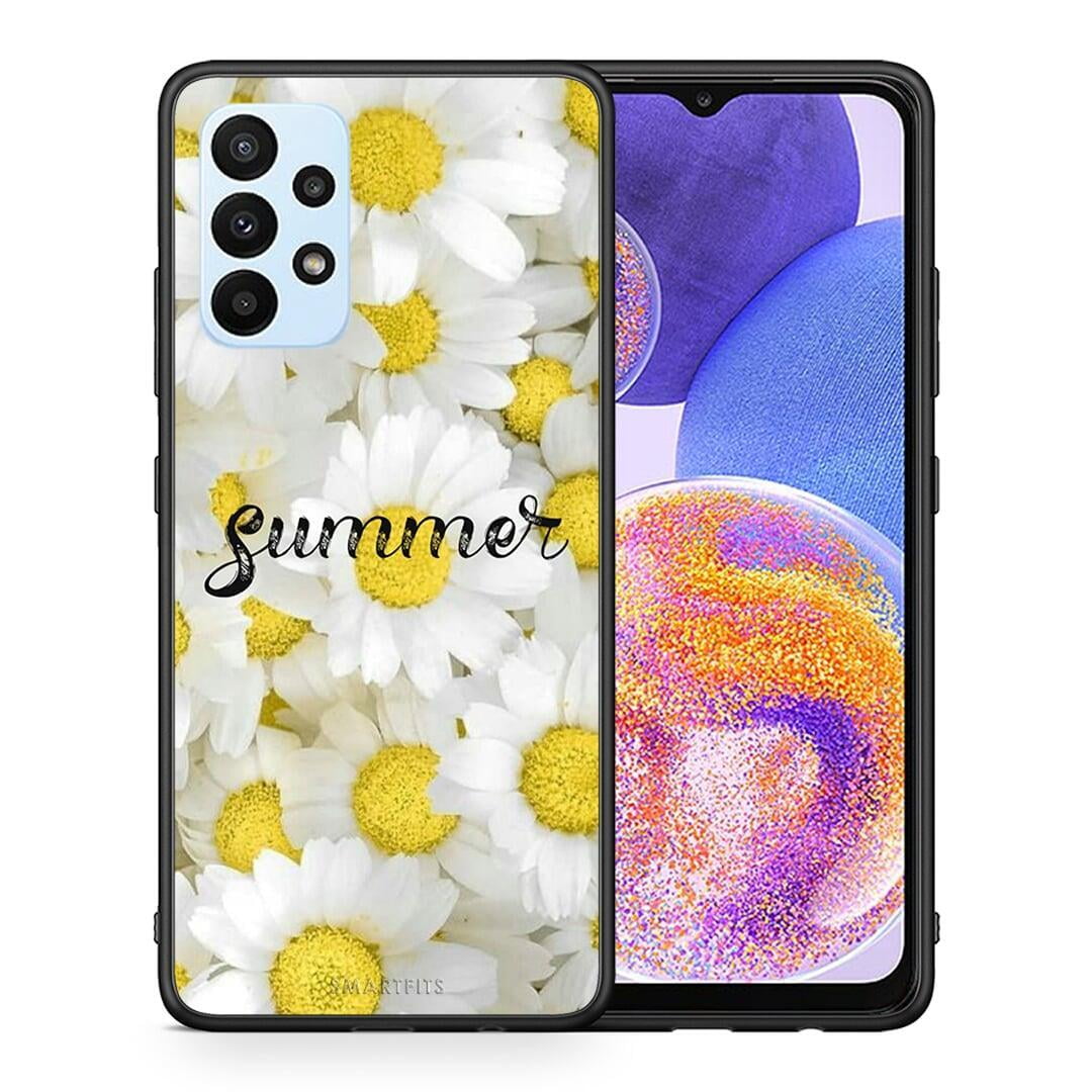 Θήκη Samsung A23 Summer Daisies από τη Smartfits με σχέδιο στο πίσω μέρος και μαύρο περίβλημα | Samsung A23 Summer Daisies case with colorful back and black bezels