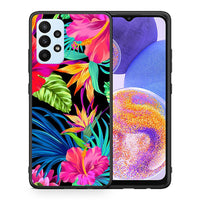 Thumbnail for Θήκη Samsung A23 Tropical Flowers από τη Smartfits με σχέδιο στο πίσω μέρος και μαύρο περίβλημα | Samsung A23 Tropical Flowers case with colorful back and black bezels