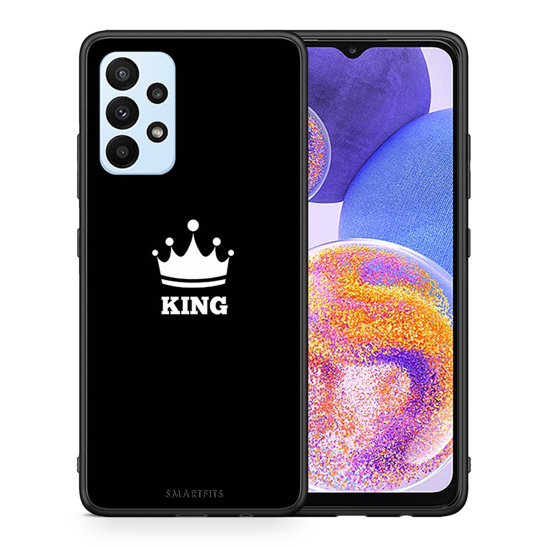 Θήκη Samsung A23 King Valentine από τη Smartfits με σχέδιο στο πίσω μέρος και μαύρο περίβλημα | Samsung A23 King Valentine case with colorful back and black bezels