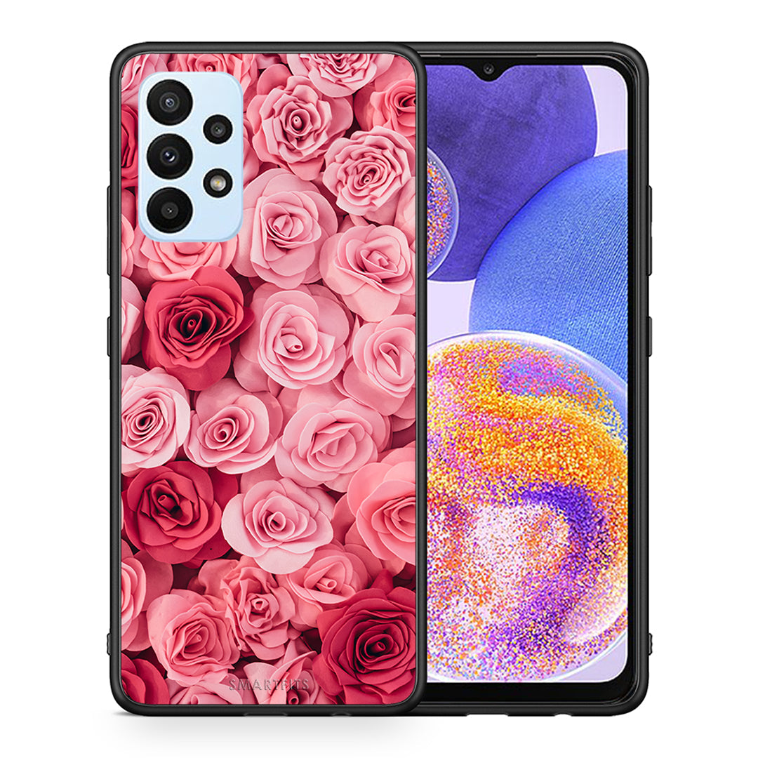 Θήκη Samsung A23 RoseGarden Valentine από τη Smartfits με σχέδιο στο πίσω μέρος και μαύρο περίβλημα | Samsung A23 RoseGarden Valentine case with colorful back and black bezels