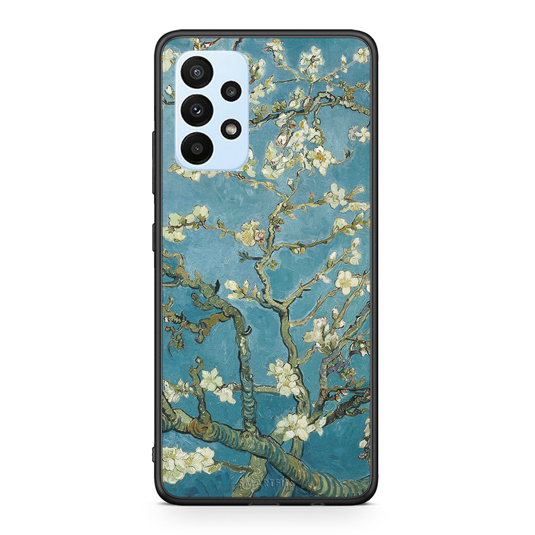 Samsung A23 White Blossoms θήκη από τη Smartfits με σχέδιο στο πίσω μέρος και μαύρο περίβλημα | Smartphone case with colorful back and black bezels by Smartfits