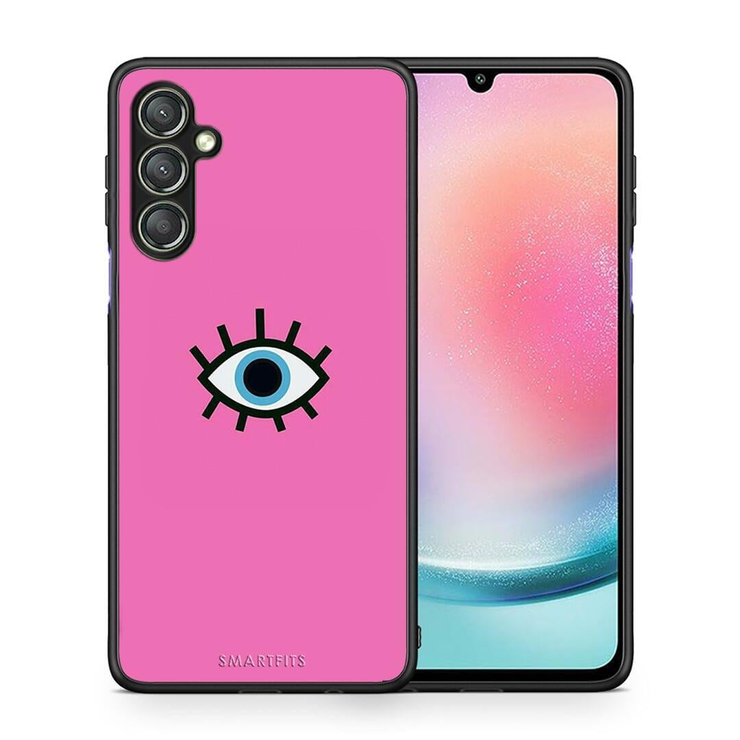 Θήκη Samsung Galaxy A24 4G Blue Eye Pink από τη Smartfits με σχέδιο στο πίσω μέρος και μαύρο περίβλημα | Samsung Galaxy A24 4G Blue Eye Pink Case with Colorful Back and Black Bezels