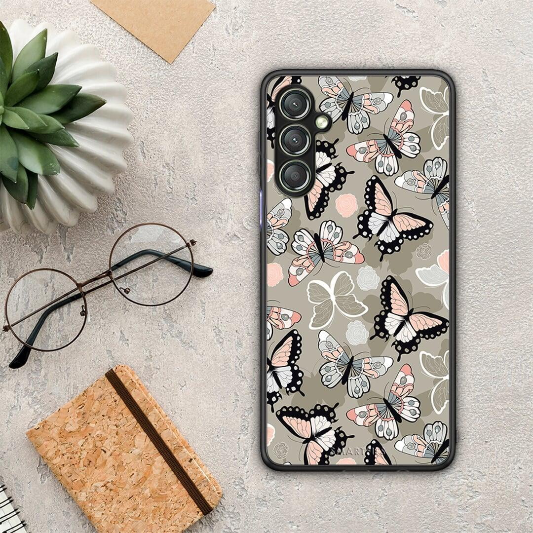 Θήκη Samsung Galaxy A24 4G Boho Butterflies από τη Smartfits με σχέδιο στο πίσω μέρος και μαύρο περίβλημα | Samsung Galaxy A24 4G Boho Butterflies Case with Colorful Back and Black Bezels