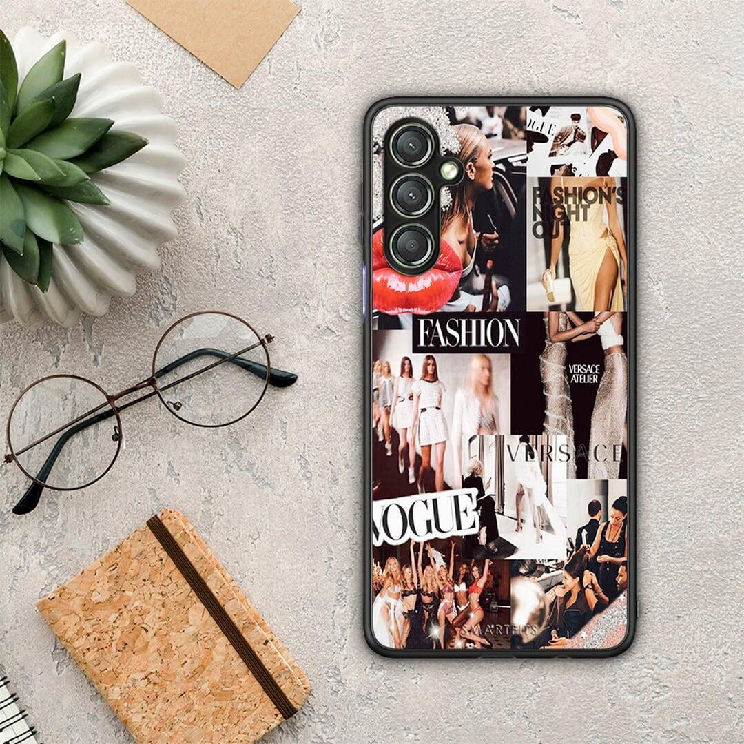 Θήκη Samsung Galaxy A24 4G Collage Fashion από τη Smartfits με σχέδιο στο πίσω μέρος και μαύρο περίβλημα | Samsung Galaxy A24 4G Collage Fashion Case with Colorful Back and Black Bezels