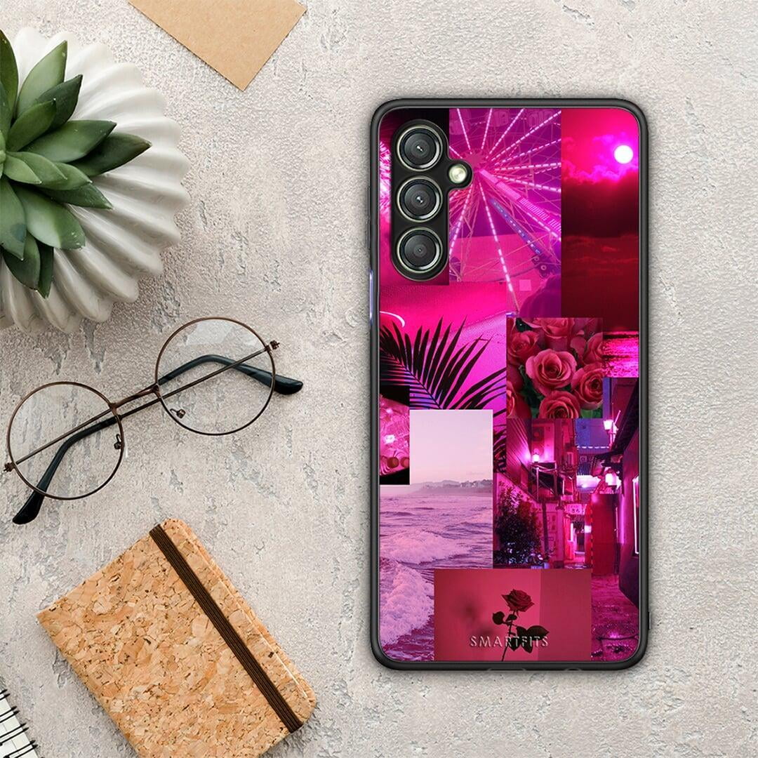 Θήκη Samsung Galaxy A24 4G Collage Red Roses από τη Smartfits με σχέδιο στο πίσω μέρος και μαύρο περίβλημα | Samsung Galaxy A24 4G Collage Red Roses Case with Colorful Back and Black Bezels