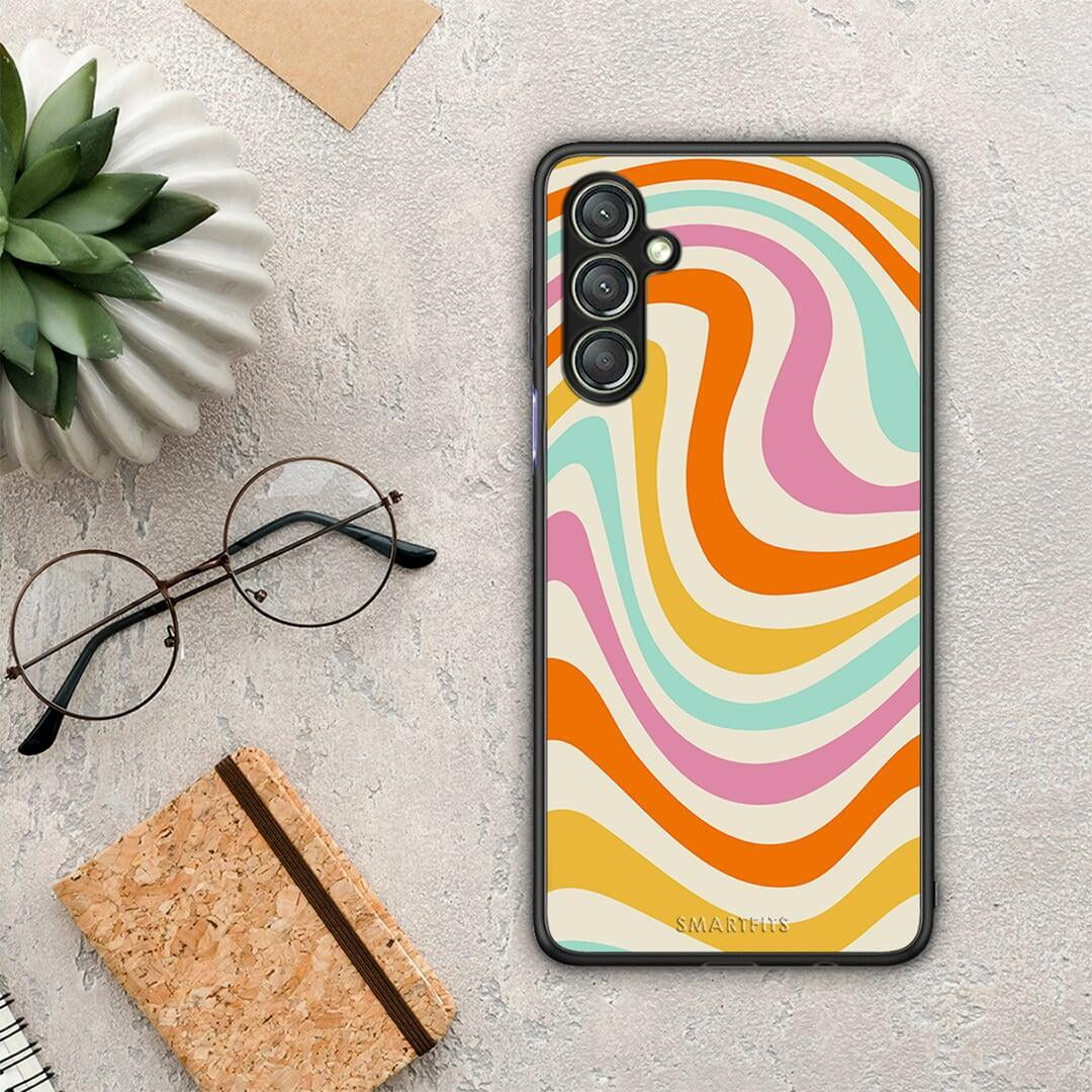 Θήκη Samsung Galaxy A24 4G Colourful Waves από τη Smartfits με σχέδιο στο πίσω μέρος και μαύρο περίβλημα | Samsung Galaxy A24 4G Colourful Waves Case with Colorful Back and Black Bezels