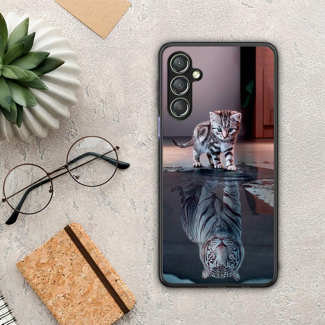 Θήκη Samsung Galaxy A24 4G Cute Tiger από τη Smartfits με σχέδιο στο πίσω μέρος και μαύρο περίβλημα | Samsung Galaxy A24 4G Cute Tiger Case with Colorful Back and Black Bezels