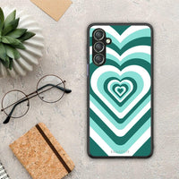 Thumbnail for Θήκη Samsung Galaxy A24 4G Green Hearts από τη Smartfits με σχέδιο στο πίσω μέρος και μαύρο περίβλημα | Samsung Galaxy A24 4G Green Hearts Case with Colorful Back and Black Bezels