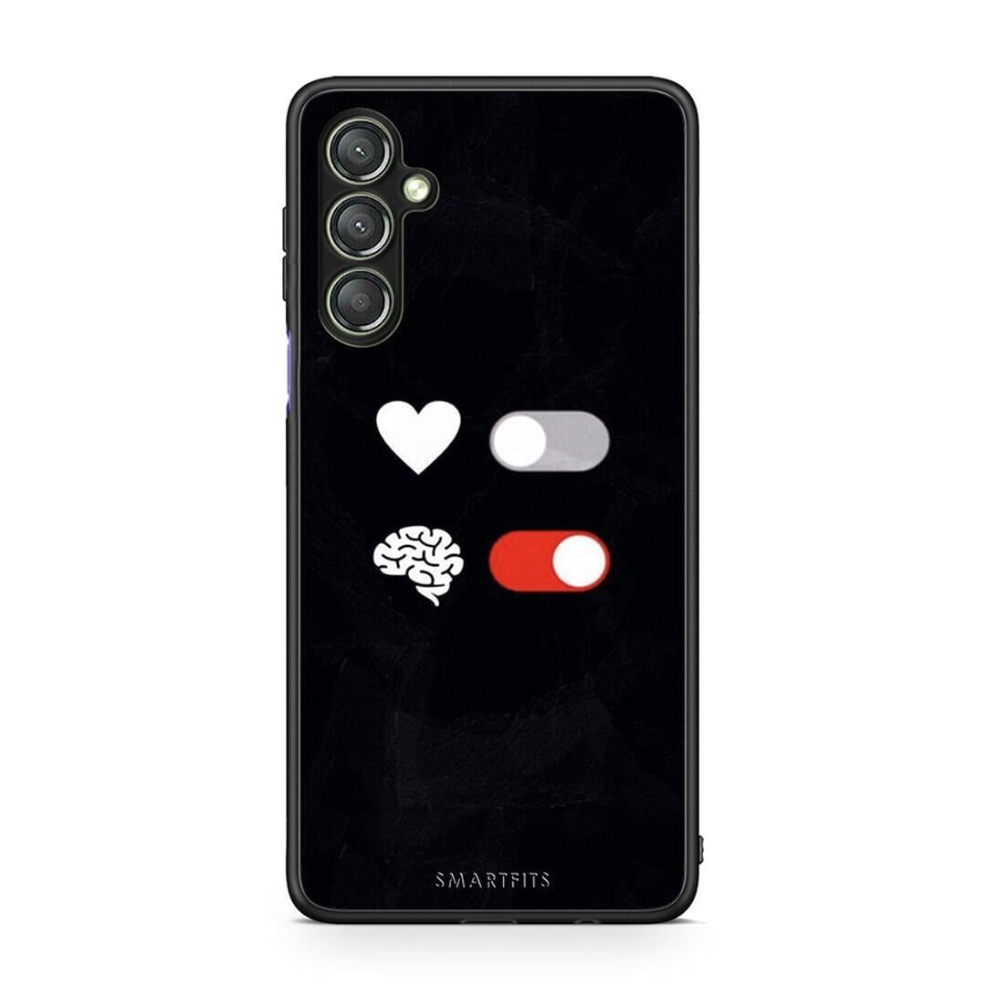 Θήκη Samsung Galaxy A24 4G Heart Vs Brain από τη Smartfits με σχέδιο στο πίσω μέρος και μαύρο περίβλημα | Samsung Galaxy A24 4G Heart Vs Brain Case with Colorful Back and Black Bezels