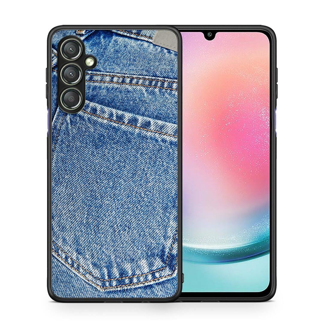 Θήκη Samsung Galaxy A24 4G Jeans Pocket από τη Smartfits με σχέδιο στο πίσω μέρος και μαύρο περίβλημα | Samsung Galaxy A24 4G Jeans Pocket Case with Colorful Back and Black Bezels