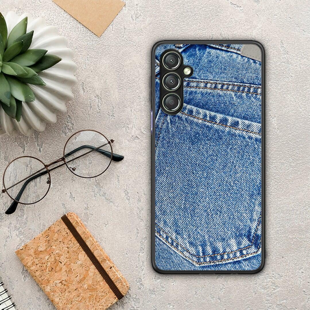 Θήκη Samsung Galaxy A24 4G Jeans Pocket από τη Smartfits με σχέδιο στο πίσω μέρος και μαύρο περίβλημα | Samsung Galaxy A24 4G Jeans Pocket Case with Colorful Back and Black Bezels