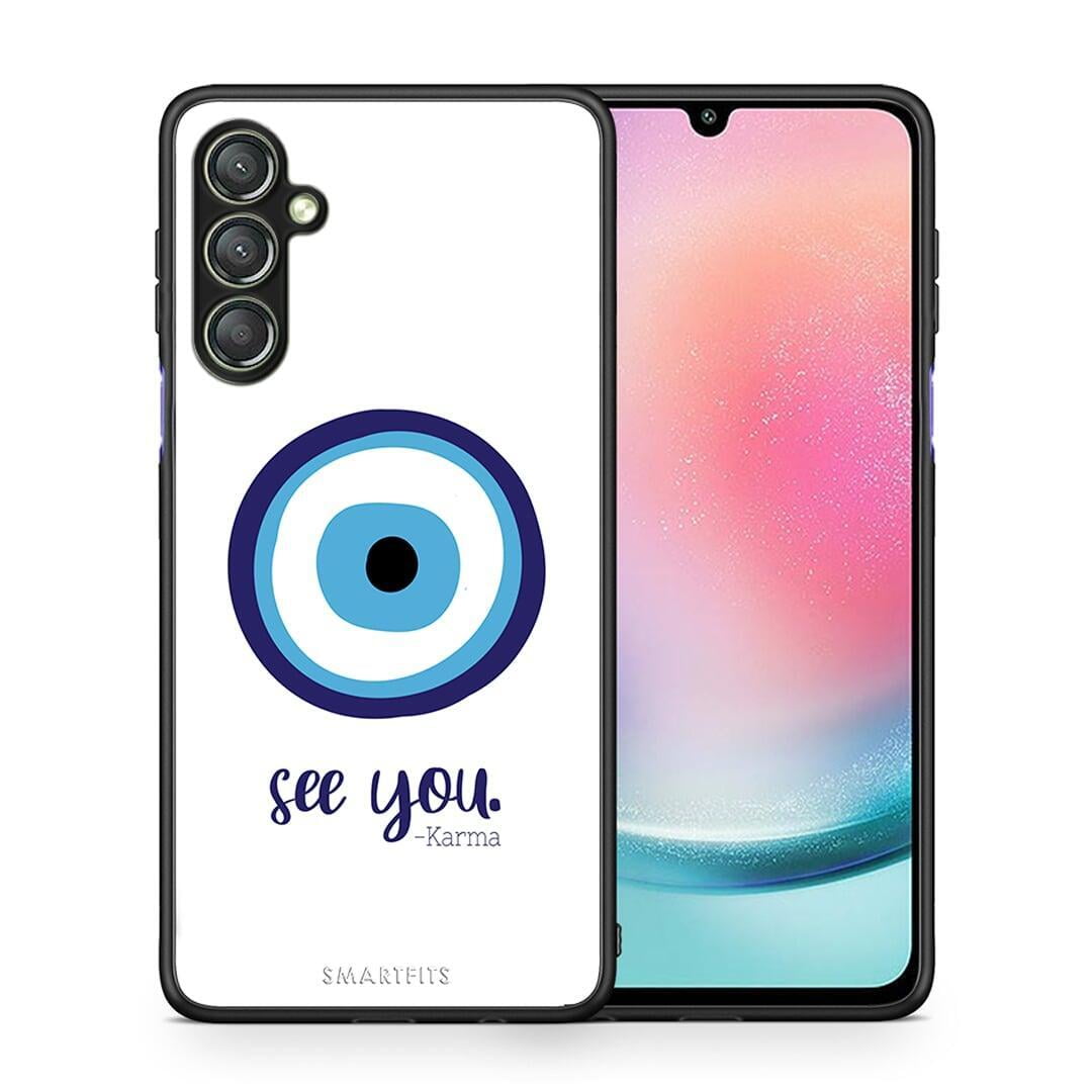 Θήκη Samsung Galaxy A24 4G Karma Says από τη Smartfits με σχέδιο στο πίσω μέρος και μαύρο περίβλημα | Samsung Galaxy A24 4G Karma Says Case with Colorful Back and Black Bezels