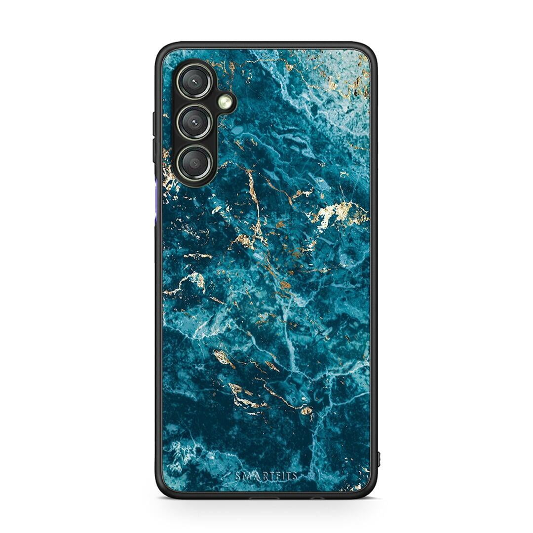 Θήκη Samsung Galaxy A24 4G Marble Blue από τη Smartfits με σχέδιο στο πίσω μέρος και μαύρο περίβλημα | Samsung Galaxy A24 4G Marble Blue Case with Colorful Back and Black Bezels