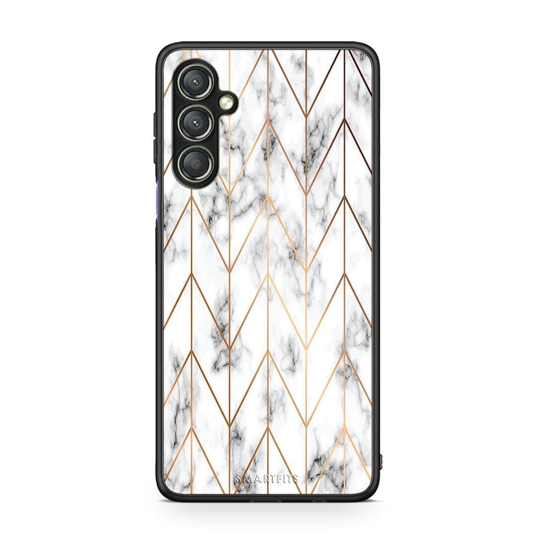 Θήκη Samsung Galaxy A24 4G Marble Gold Geometric από τη Smartfits με σχέδιο στο πίσω μέρος και μαύρο περίβλημα | Samsung Galaxy A24 4G Marble Gold Geometric Case with Colorful Back and Black Bezels