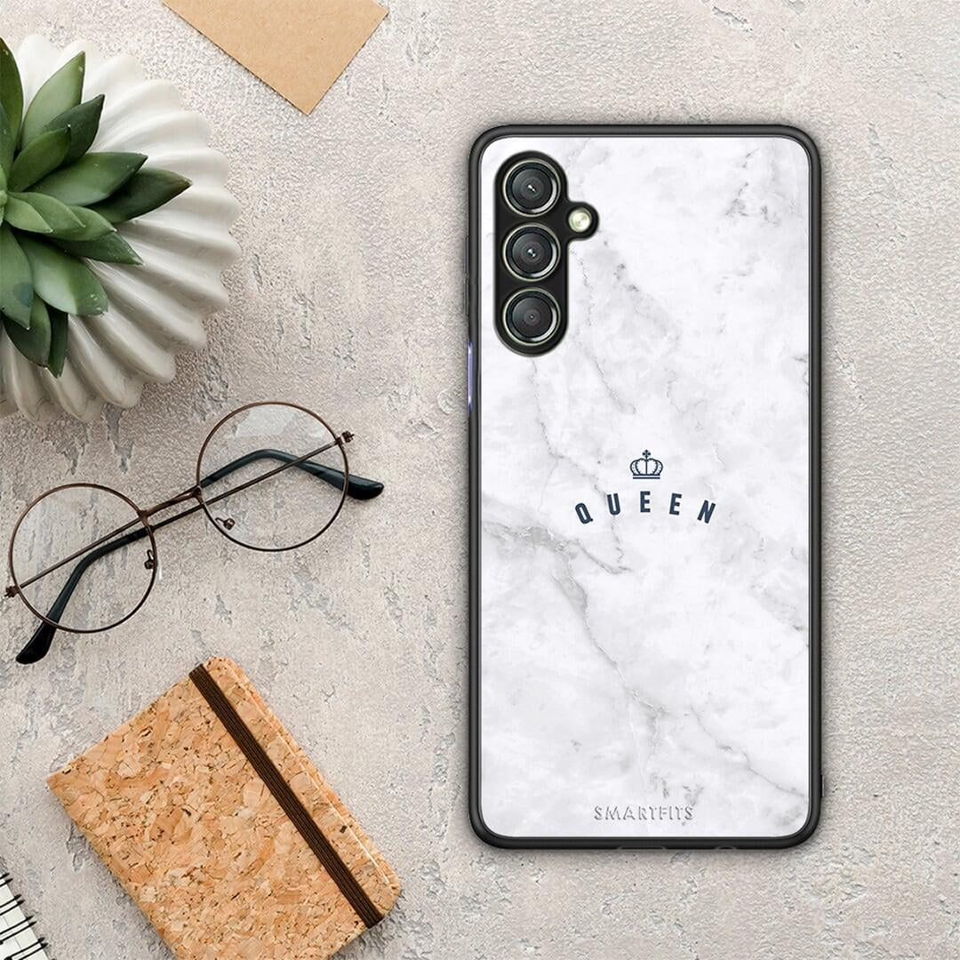 Θήκη Samsung Galaxy A24 4G Marble Queen από τη Smartfits με σχέδιο στο πίσω μέρος και μαύρο περίβλημα | Samsung Galaxy A24 4G Marble Queen Case with Colorful Back and Black Bezels