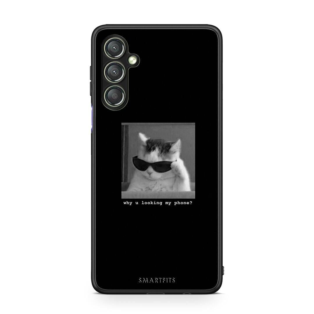 Θήκη Samsung Galaxy A24 4G Meme Cat από τη Smartfits με σχέδιο στο πίσω μέρος και μαύρο περίβλημα | Samsung Galaxy A24 4G Meme Cat Case with Colorful Back and Black Bezels