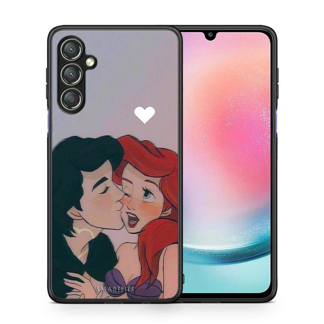 Θήκη Samsung Galaxy A24 4G Mermaid Couple από τη Smartfits με σχέδιο στο πίσω μέρος και μαύρο περίβλημα | Samsung Galaxy A24 4G Mermaid Couple Case with Colorful Back and Black Bezels