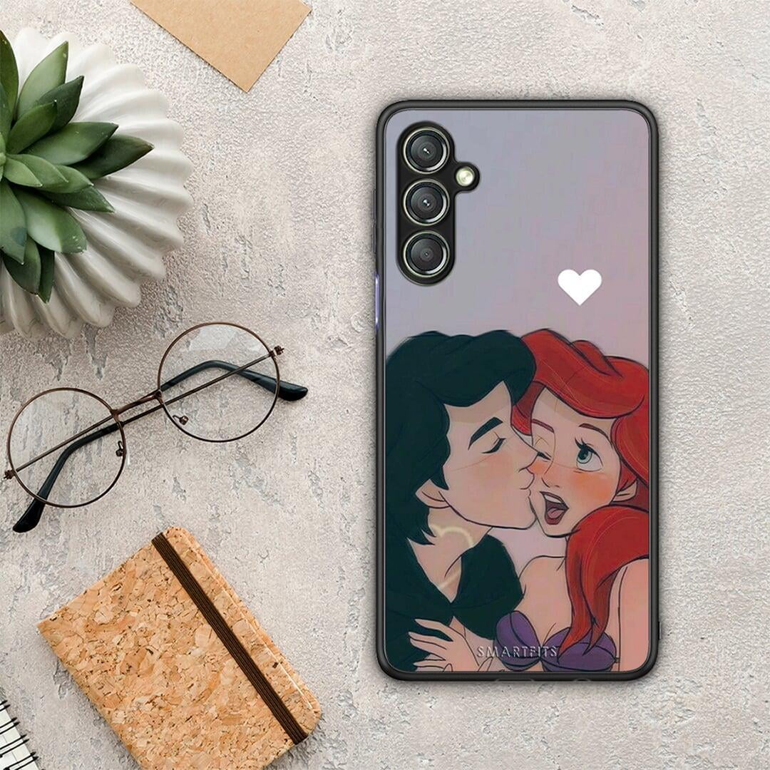 Θήκη Samsung Galaxy A24 4G Mermaid Couple από τη Smartfits με σχέδιο στο πίσω μέρος και μαύρο περίβλημα | Samsung Galaxy A24 4G Mermaid Couple Case with Colorful Back and Black Bezels