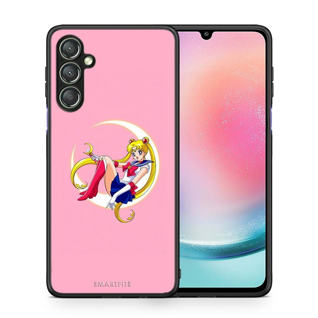 Θήκη Samsung Galaxy A24 4G Moon Girl από τη Smartfits με σχέδιο στο πίσω μέρος και μαύρο περίβλημα | Samsung Galaxy A24 4G Moon Girl Case with Colorful Back and Black Bezels