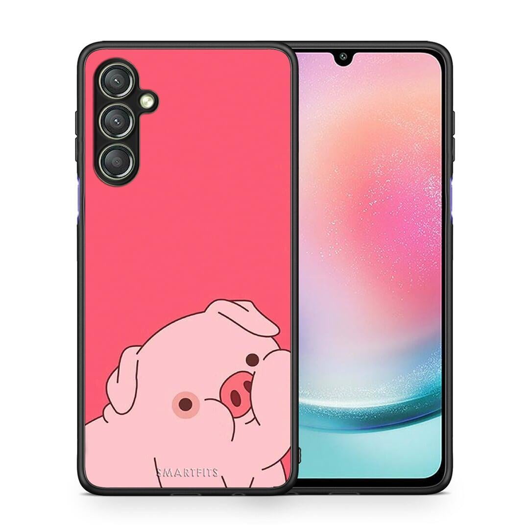 Θήκη Samsung Galaxy A24 4G Pig Love 1 από τη Smartfits με σχέδιο στο πίσω μέρος και μαύρο περίβλημα | Samsung Galaxy A24 4G Pig Love 1 Case with Colorful Back and Black Bezels