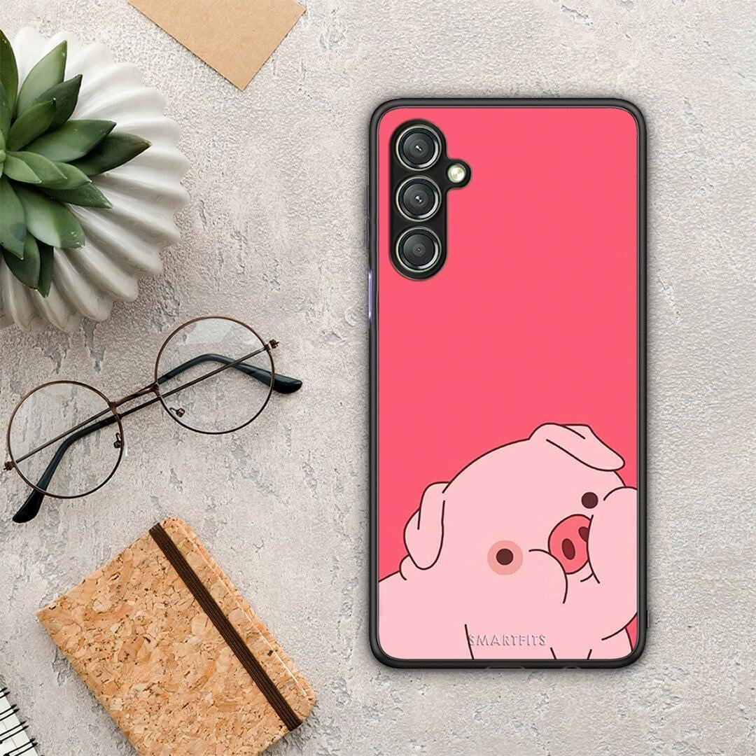 Θήκη Samsung Galaxy A24 4G Pig Love 1 από τη Smartfits με σχέδιο στο πίσω μέρος και μαύρο περίβλημα | Samsung Galaxy A24 4G Pig Love 1 Case with Colorful Back and Black Bezels