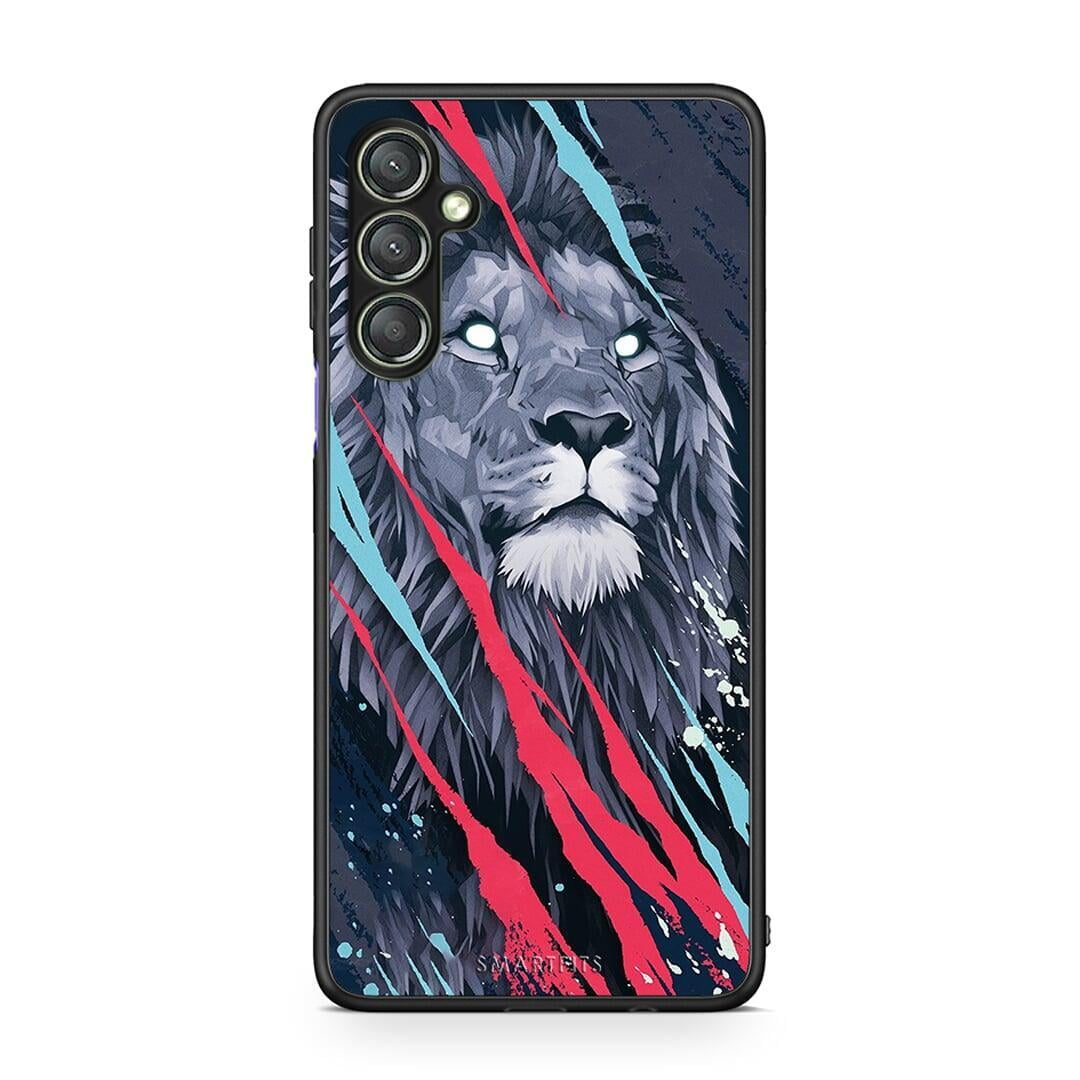 Θήκη Samsung Galaxy A24 4G PopArt Lion Designer από τη Smartfits με σχέδιο στο πίσω μέρος και μαύρο περίβλημα | Samsung Galaxy A24 4G PopArt Lion Designer Case with Colorful Back and Black Bezels