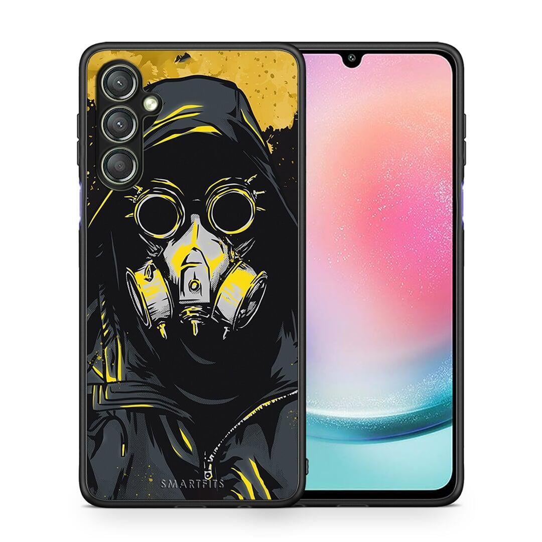 Θήκη Samsung Galaxy A24 4G PopArt Mask από τη Smartfits με σχέδιο στο πίσω μέρος και μαύρο περίβλημα | Samsung Galaxy A24 4G PopArt Mask Case with Colorful Back and Black Bezels