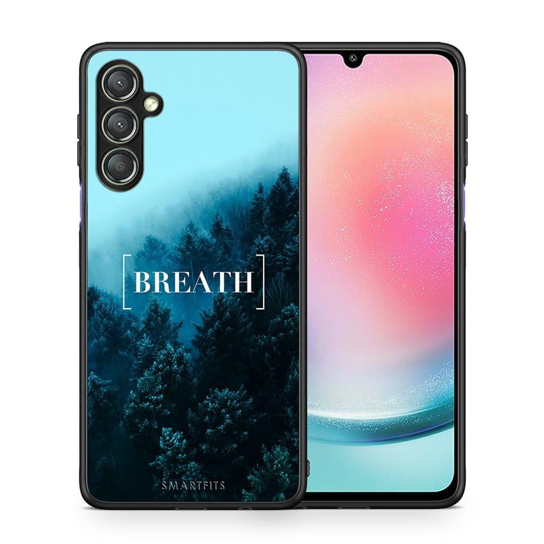 Θήκη Samsung Galaxy A24 4G Quote Breath από τη Smartfits με σχέδιο στο πίσω μέρος και μαύρο περίβλημα | Samsung Galaxy A24 4G Quote Breath Case with Colorful Back and Black Bezels