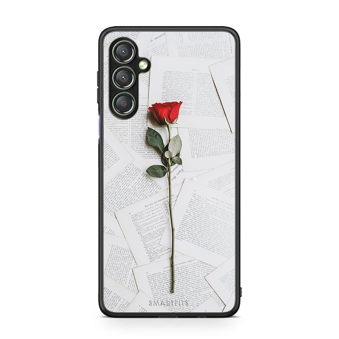 Θήκη Samsung Galaxy A24 4G Red Rose από τη Smartfits με σχέδιο στο πίσω μέρος και μαύρο περίβλημα | Samsung Galaxy A24 4G Red Rose Case with Colorful Back and Black Bezels