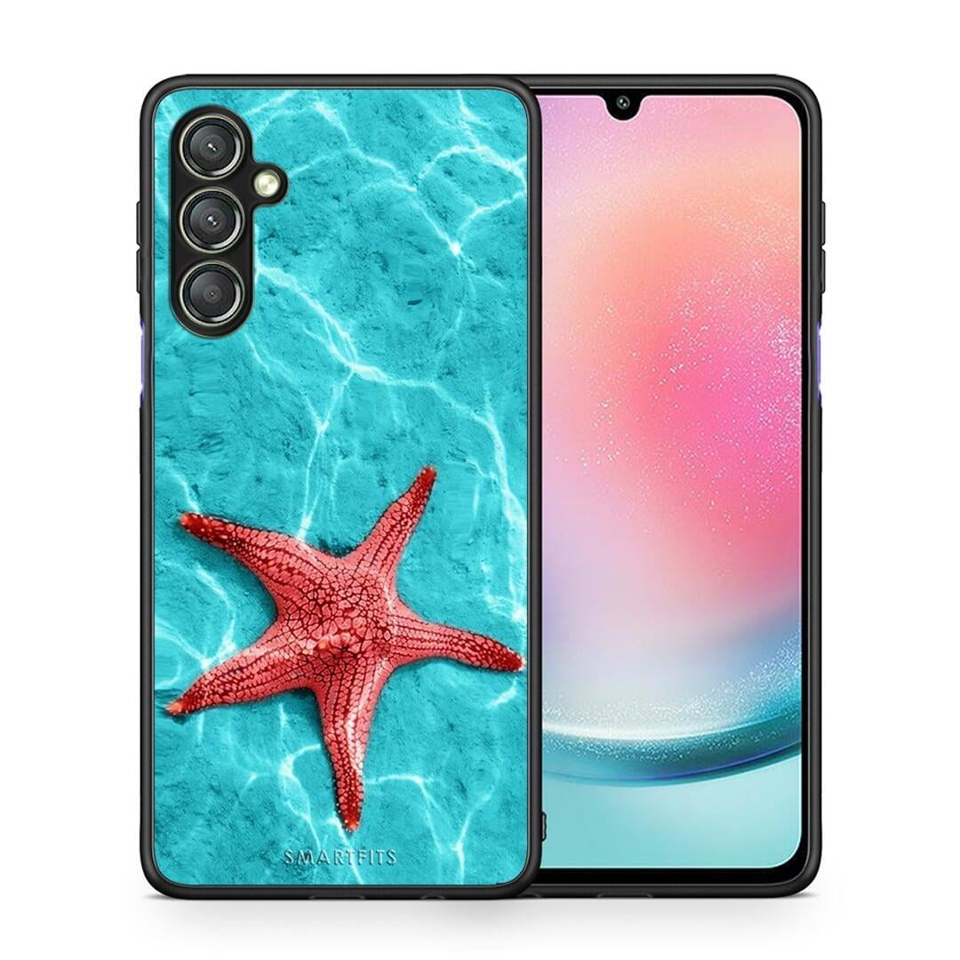 Θήκη Samsung Galaxy A24 4G Red Starfish από τη Smartfits με σχέδιο στο πίσω μέρος και μαύρο περίβλημα | Samsung Galaxy A24 4G Red Starfish Case with Colorful Back and Black Bezels