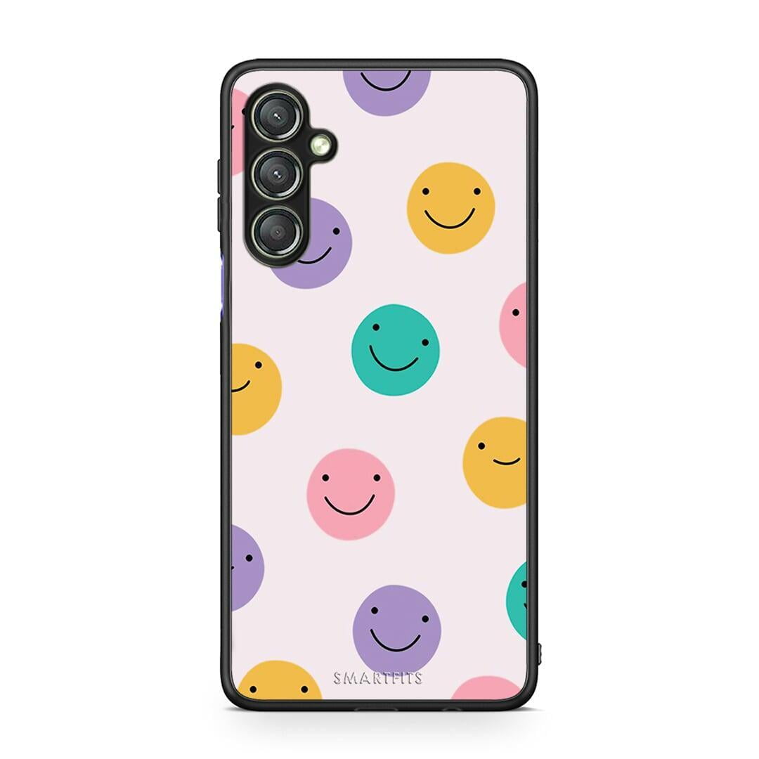 Θήκη Samsung Galaxy A24 4G Smiley Faces από τη Smartfits με σχέδιο στο πίσω μέρος και μαύρο περίβλημα | Samsung Galaxy A24 4G Smiley Faces Case with Colorful Back and Black Bezels