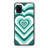 Thumbnail for Θήκη Samsung Galaxy A31 Green Hearts από τη Smartfits με σχέδιο στο πίσω μέρος και μαύρο περίβλημα | Samsung Galaxy A31 Green Hearts case with colorful back and black bezels