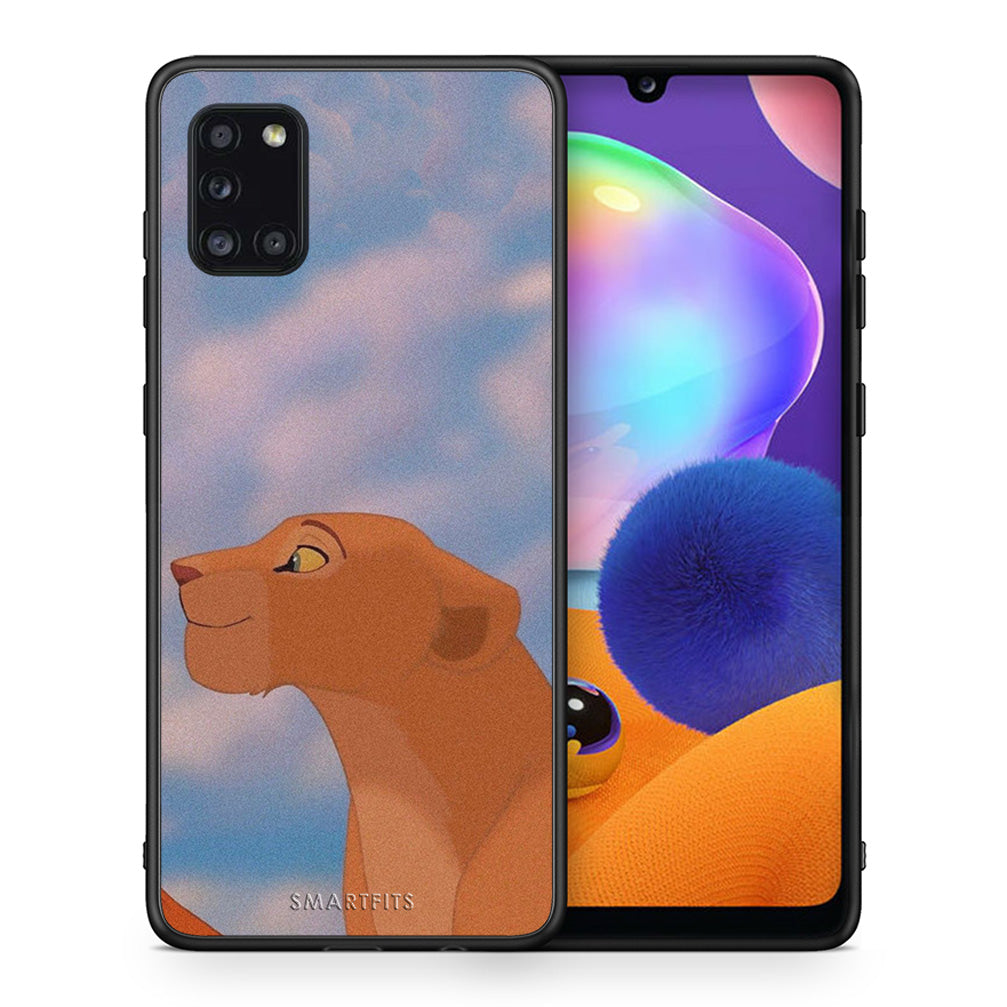 Θήκη Αγίου Βαλεντίνου Samsung Galaxy A31 Lion Love 2 από τη Smartfits με σχέδιο στο πίσω μέρος και μαύρο περίβλημα | Samsung Galaxy A31 Lion Love 2 case with colorful back and black bezels