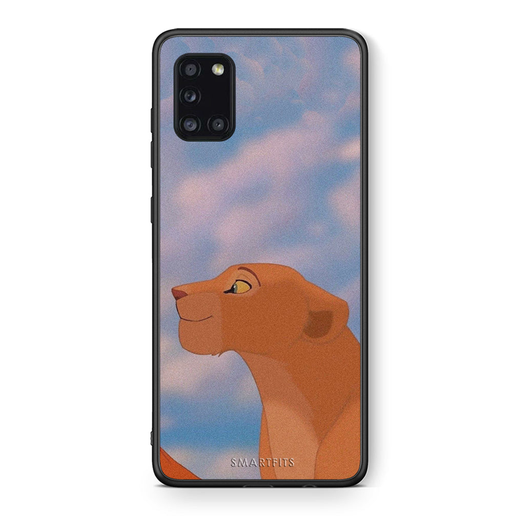 Θήκη Αγίου Βαλεντίνου Samsung Galaxy A31 Lion Love 2 από τη Smartfits με σχέδιο στο πίσω μέρος και μαύρο περίβλημα | Samsung Galaxy A31 Lion Love 2 case with colorful back and black bezels