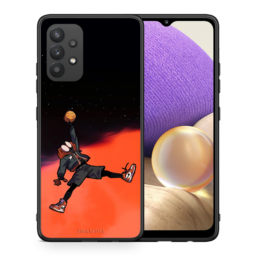 Θήκη Samsung A32 4G Basketball Hero από τη Smartfits με σχέδιο στο πίσω μέρος και μαύρο περίβλημα | Samsung A32 4G Basketball Hero case with colorful back and black bezels