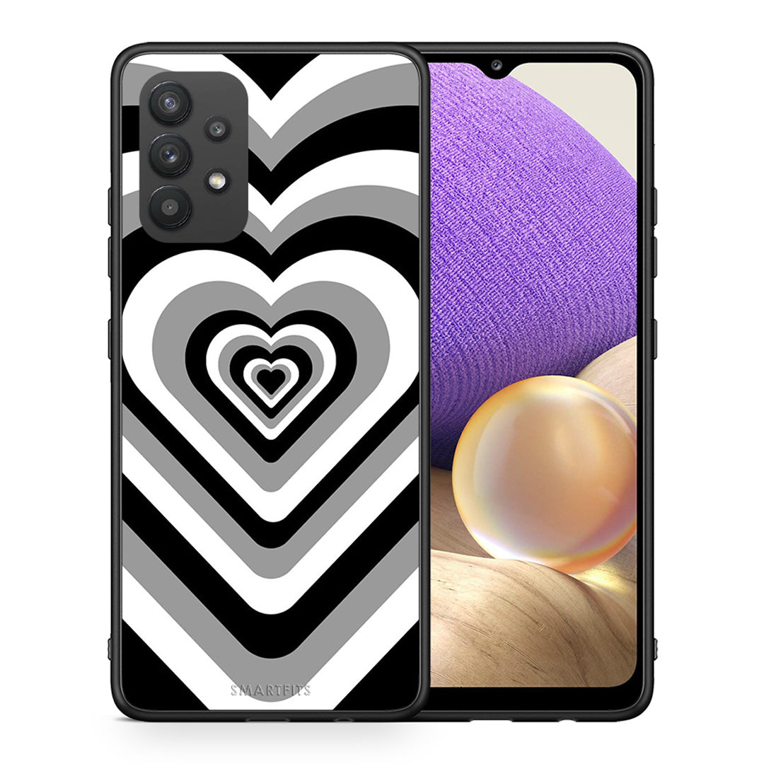 Θήκη Samsung A32 4G Black Hearts από τη Smartfits με σχέδιο στο πίσω μέρος και μαύρο περίβλημα | Samsung A32 4G Black Hearts case with colorful back and black bezels