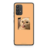 Thumbnail for Samsung A32 4G Cat Tongue θήκη από τη Smartfits με σχέδιο στο πίσω μέρος και μαύρο περίβλημα | Smartphone case with colorful back and black bezels by Smartfits