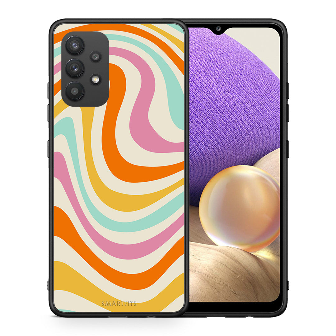 Θήκη Samsung A32 4G Colourful Waves από τη Smartfits με σχέδιο στο πίσω μέρος και μαύρο περίβλημα | Samsung A32 4G Colourful Waves case with colorful back and black bezels