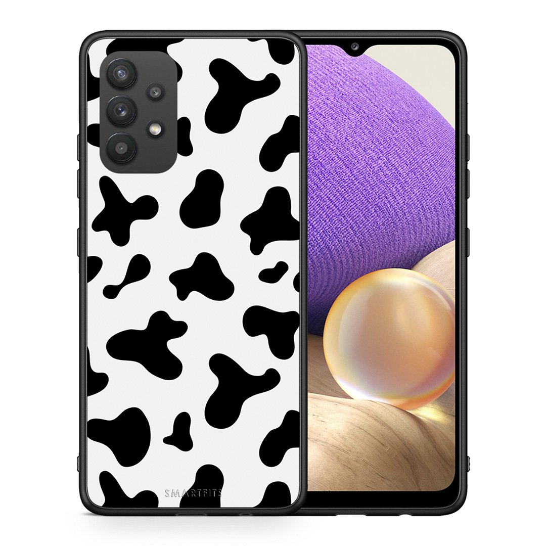 Θήκη Samsung A32 4G Cow Print από τη Smartfits με σχέδιο στο πίσω μέρος και μαύρο περίβλημα | Samsung A32 4G Cow Print case with colorful back and black bezels