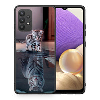 Thumbnail for Θήκη Samsung A32 4G Tiger Cute από τη Smartfits με σχέδιο στο πίσω μέρος και μαύρο περίβλημα | Samsung A32 4G Tiger Cute case with colorful back and black bezels