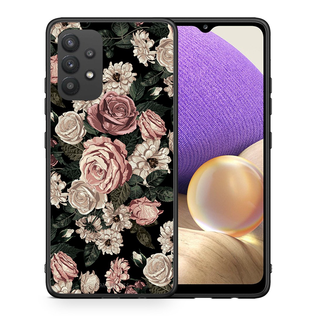 Θήκη Samsung A32 4G Wild Roses Flower από τη Smartfits με σχέδιο στο πίσω μέρος και μαύρο περίβλημα | Samsung A32 4G Wild Roses Flower case with colorful back and black bezels