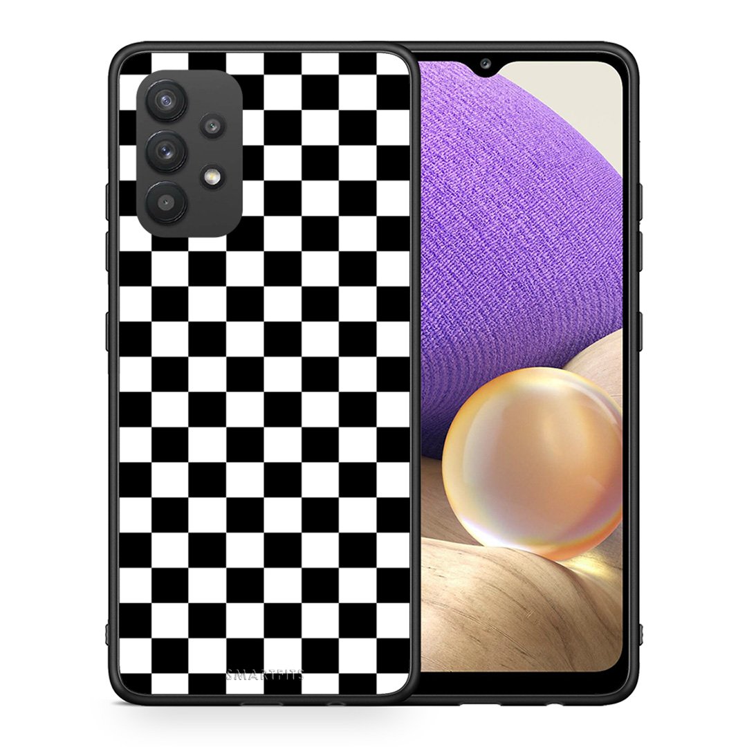 Θήκη Samsung A32 4G Squares Geometric από τη Smartfits με σχέδιο στο πίσω μέρος και μαύρο περίβλημα | Samsung A32 4G Squares Geometric case with colorful back and black bezels